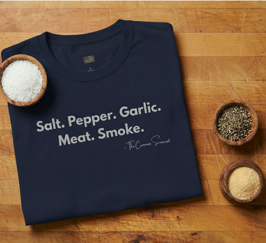 Salt Pepper Garlic Meat Smoke | Minimalist BBQ Pitmaster T-Shirt