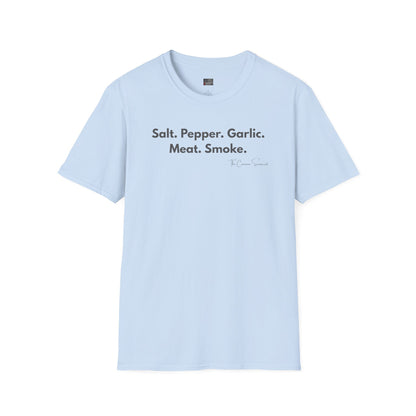 Salt Pepper Garlic Meat Smoke | Minimalist BBQ Pitmaster T-Shirt